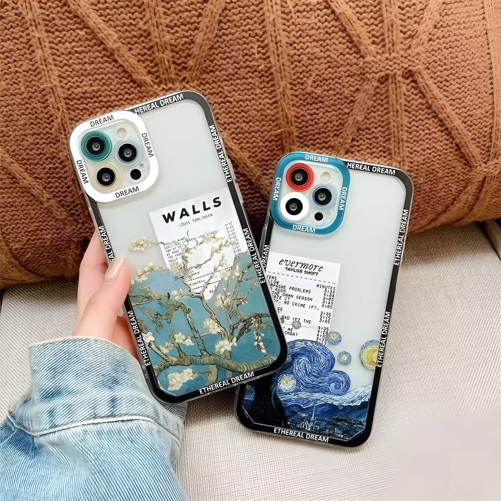 Creative oil painting silicone phone case in Magnolia pattern for Apple iPhone