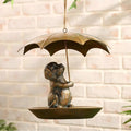 Portable umbrella-shaped bird feeder in cat or dog design, 10cm by 9cm, American country style for garden use.