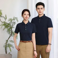 Polo collar cotton work shirt short sleeve available in multiple colours including black and navy blue, sizes S to 5XL