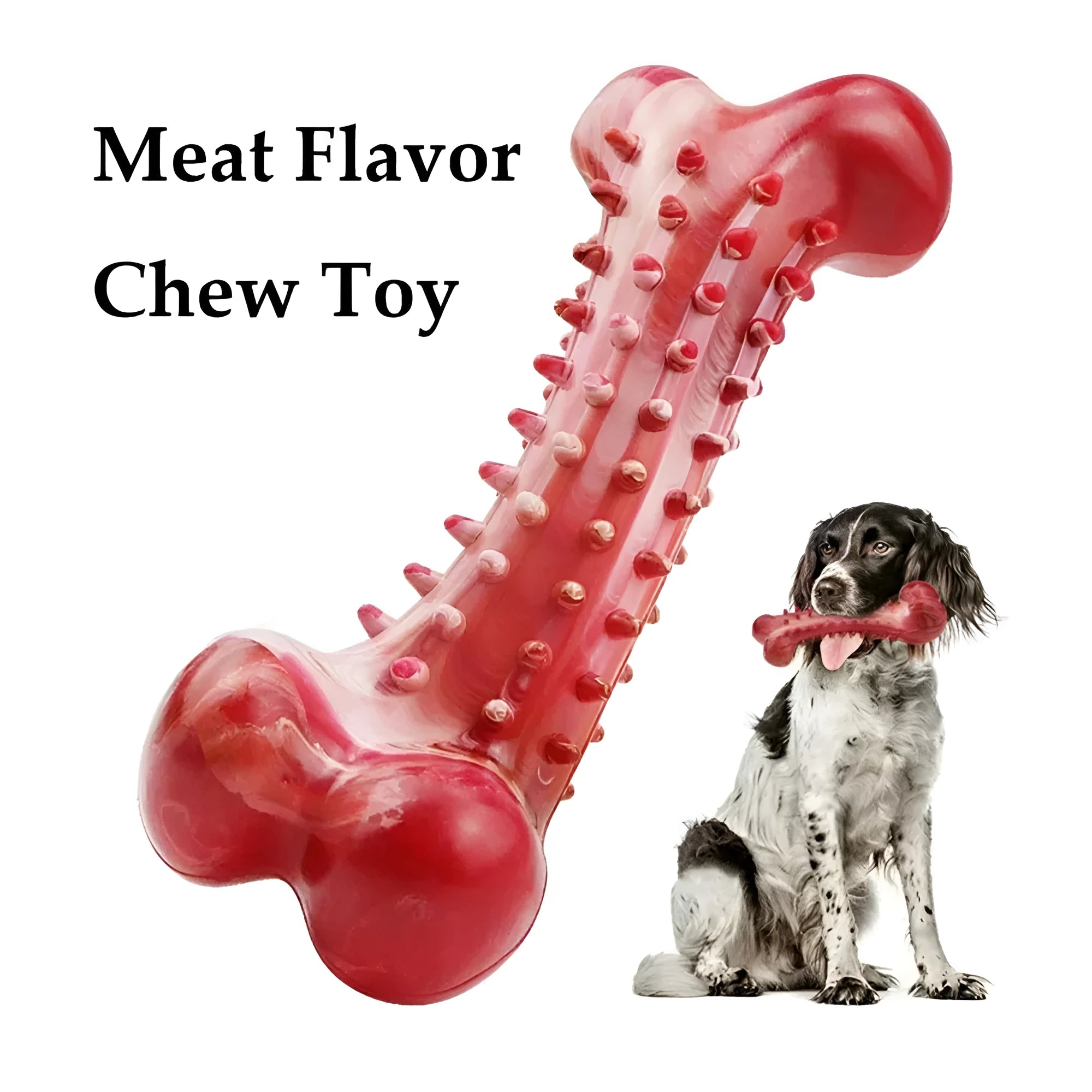 Red natural rubber chew toy for dogs, showing textured surface and solid construction.