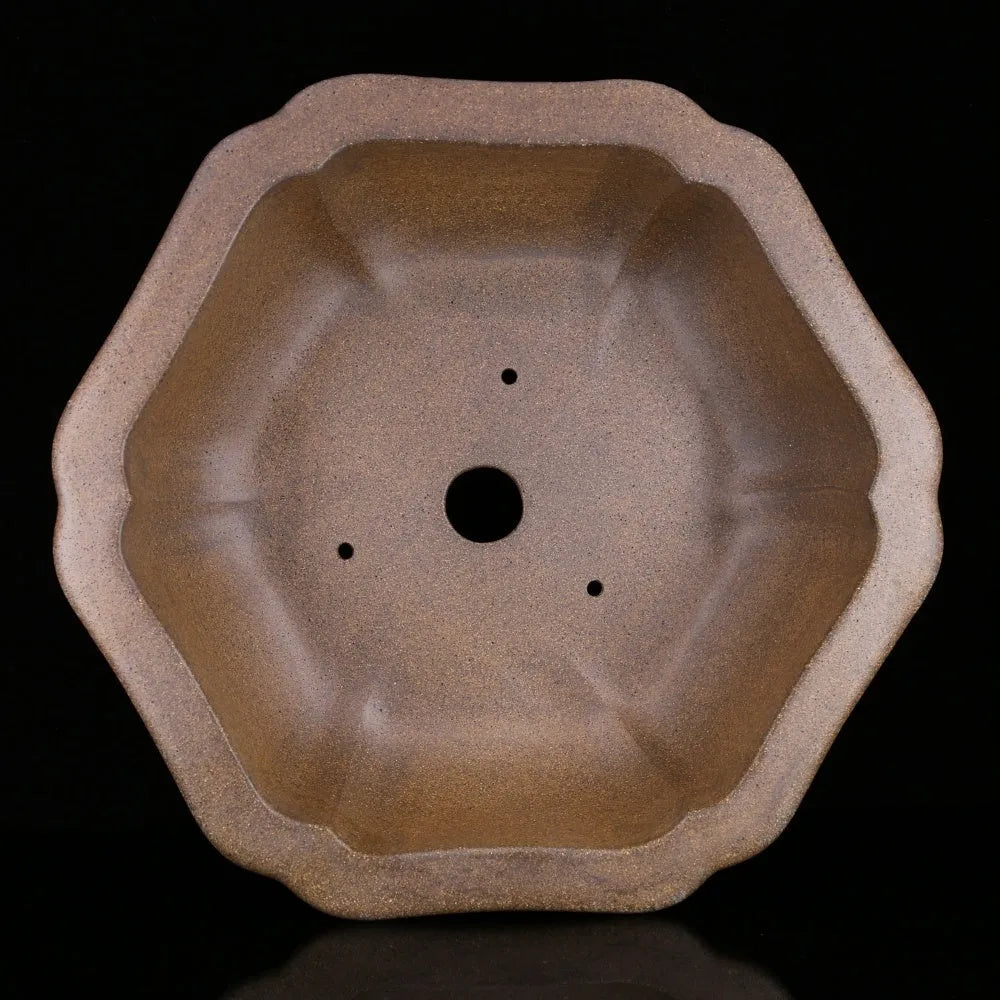 Handmade large purple sand plant basin in hexagonal or Begonia shape for bonsai and succulents