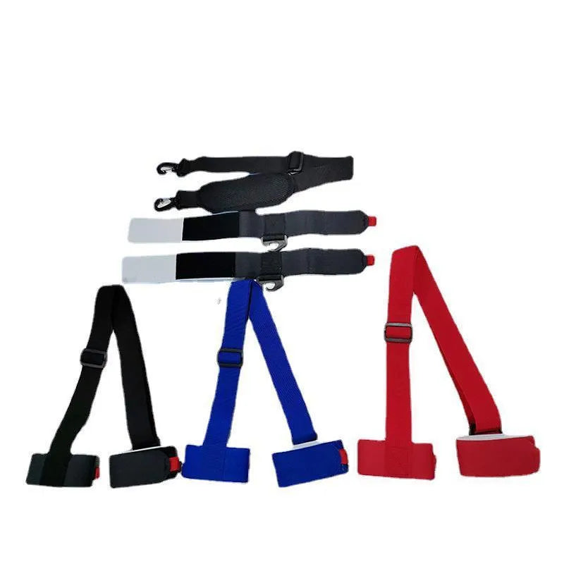 Fixed sewing skiing bandage strap with hook and loop closure in black, blue, pink, or red.