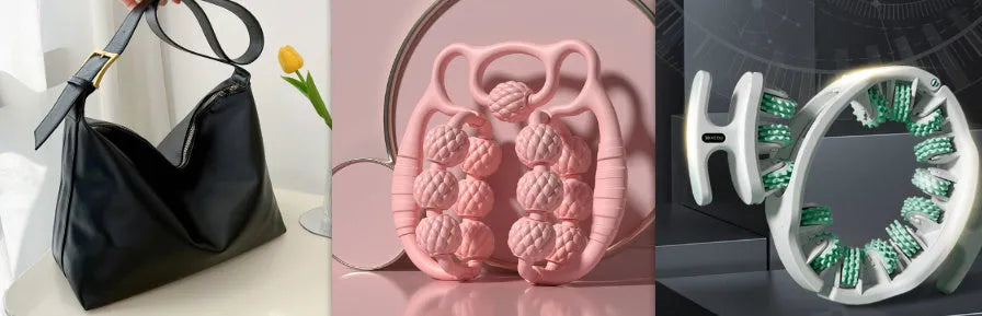 Bear double row ring clip leg massager in cherry powder pink, bubble green, and milk shell purple colour options
