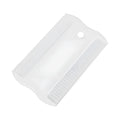 Double-sided plastic flea comb for pets showing fine teeth and grate mouth designs on a white background.