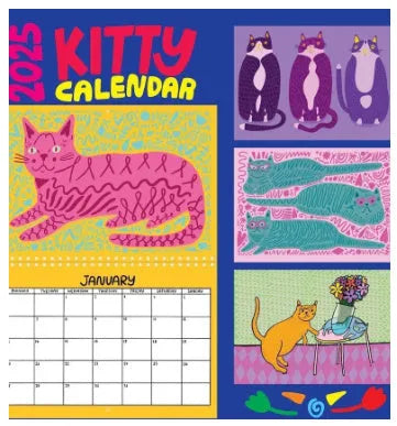 Landscape format cat wall calendar with feline photography for 2024 or 2025 planning