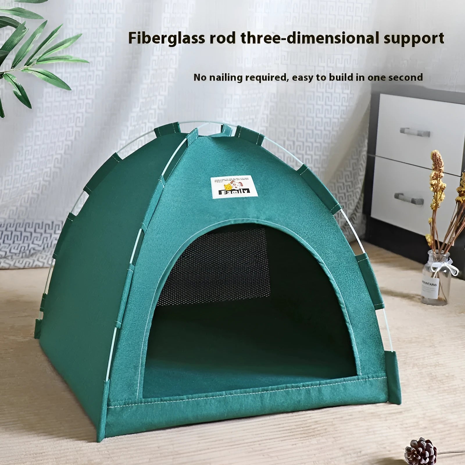 Cat tent outdoor pet house with removable fabric in army green colour