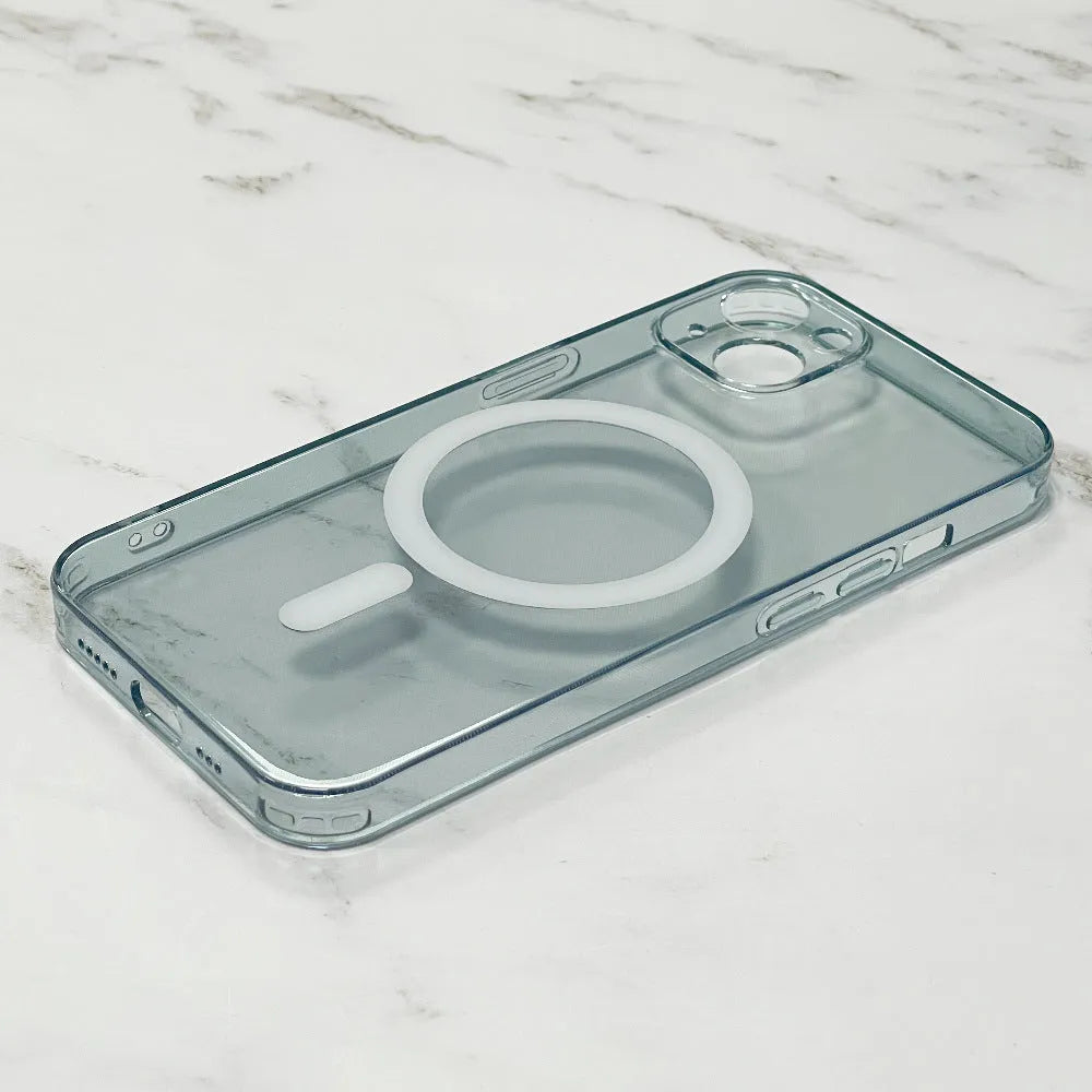 Transparent glass magnetic Magsafe phone case with 38 fan-shaped magnets for iPhone 14 Pro Max