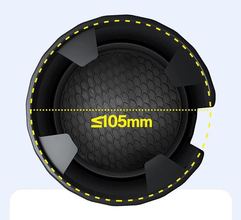 Matte black adjustable car cup holder expander for large bottles and cups on a car centre console