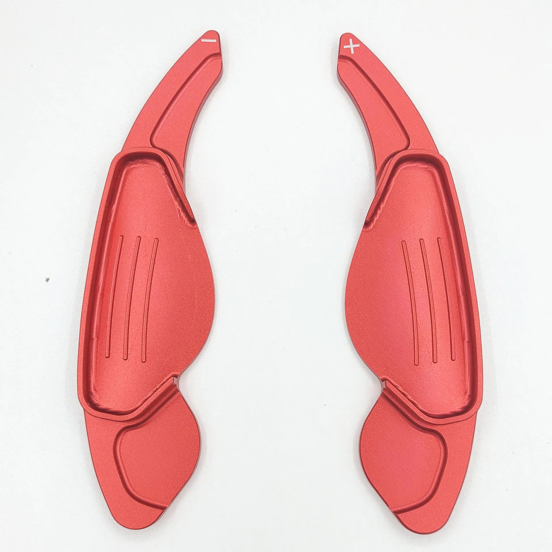 Aluminium alloy steering wheel shift paddles in silver, red, blue, and black for universal car interior modification.