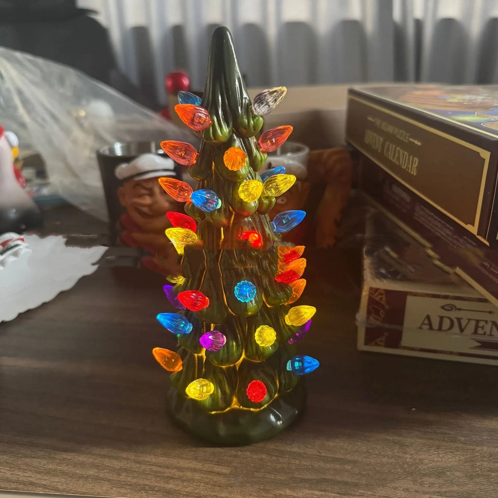 Resin Christmas tree decoration lamp in European style design with coloured lighting
