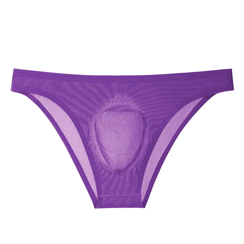 Ultra-thin ice silk seamless low-waist briefs in a solid colour on a white background.