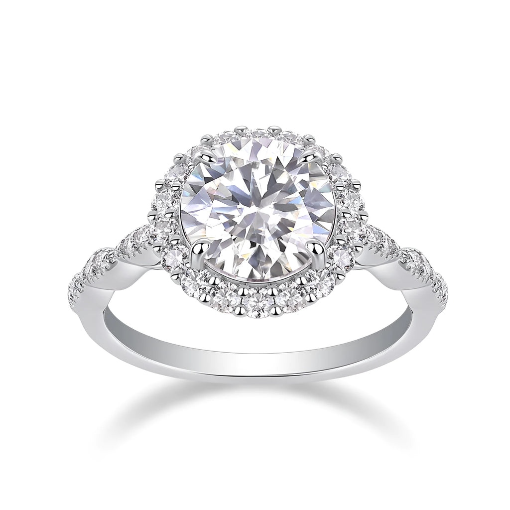 3-carat moissanite wedding ring set with S925 silver platinum plating in gift box