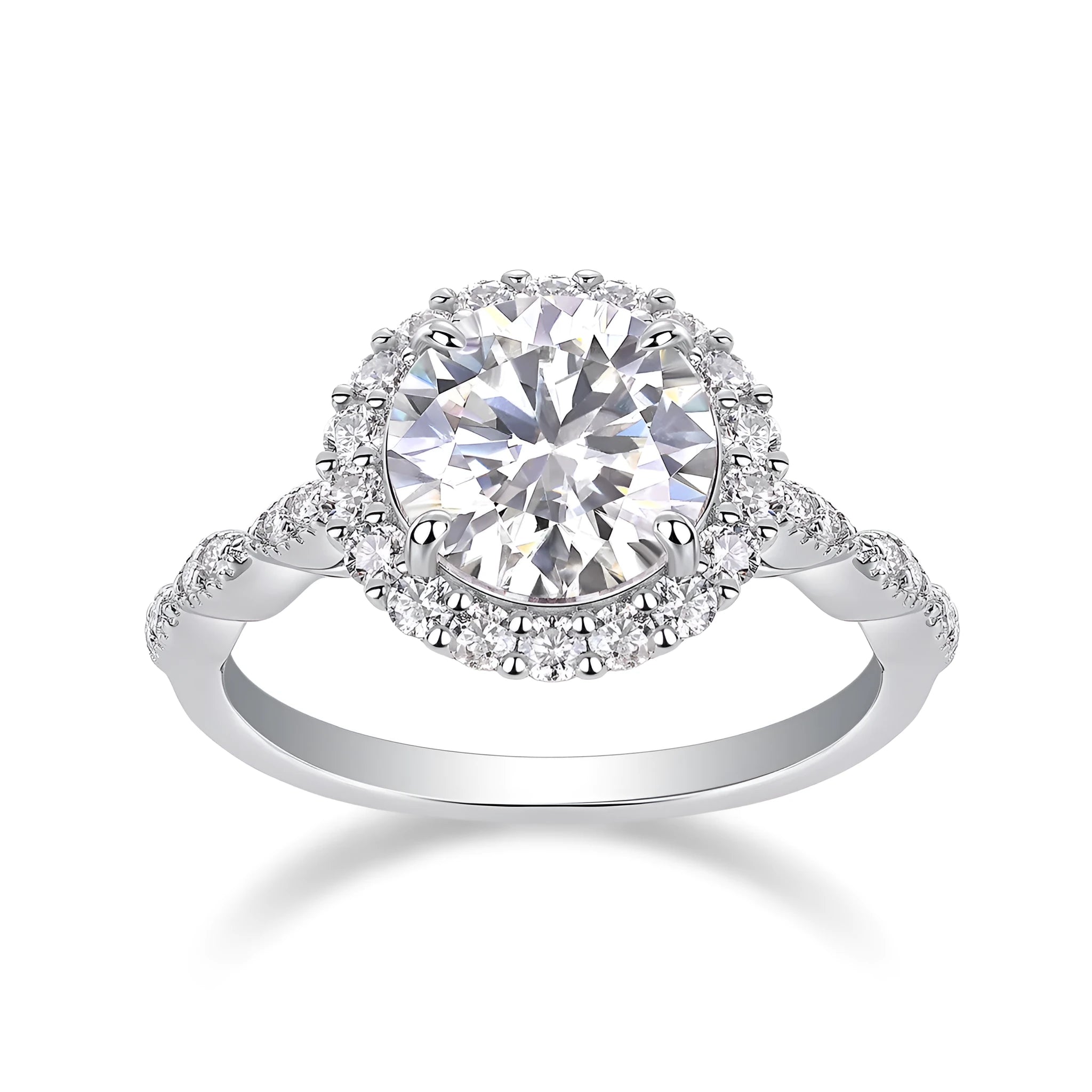 3-carat moissanite wedding ring set with S925 silver platinum plating in gift box