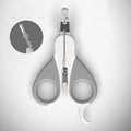 Grey and pink cat nail clippers with safety guard and angled stainless steel blade for small pet grooming