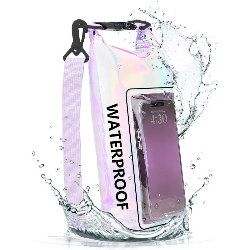2L waterproof magic colour PVC crossbody bag with lanyard for outdoor use