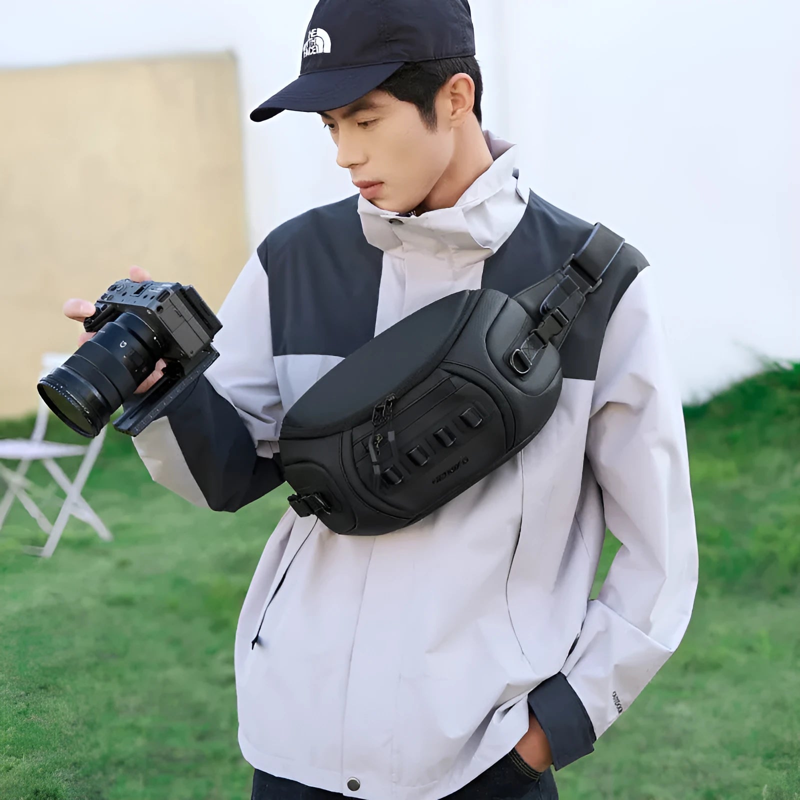 Black waterproof Oxford cloth shoulder camera bag for DSLR and video equipment