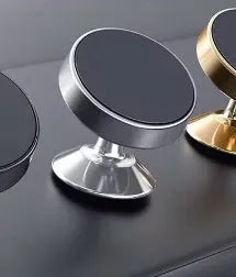 Magnetic car phone holder with adhesive instrument panel mount, 360 degree rotation, 3.5 x 4cm, in black gold or silver