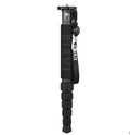 Black carbon fibre SLR camera monopod with telescoping legs extended.