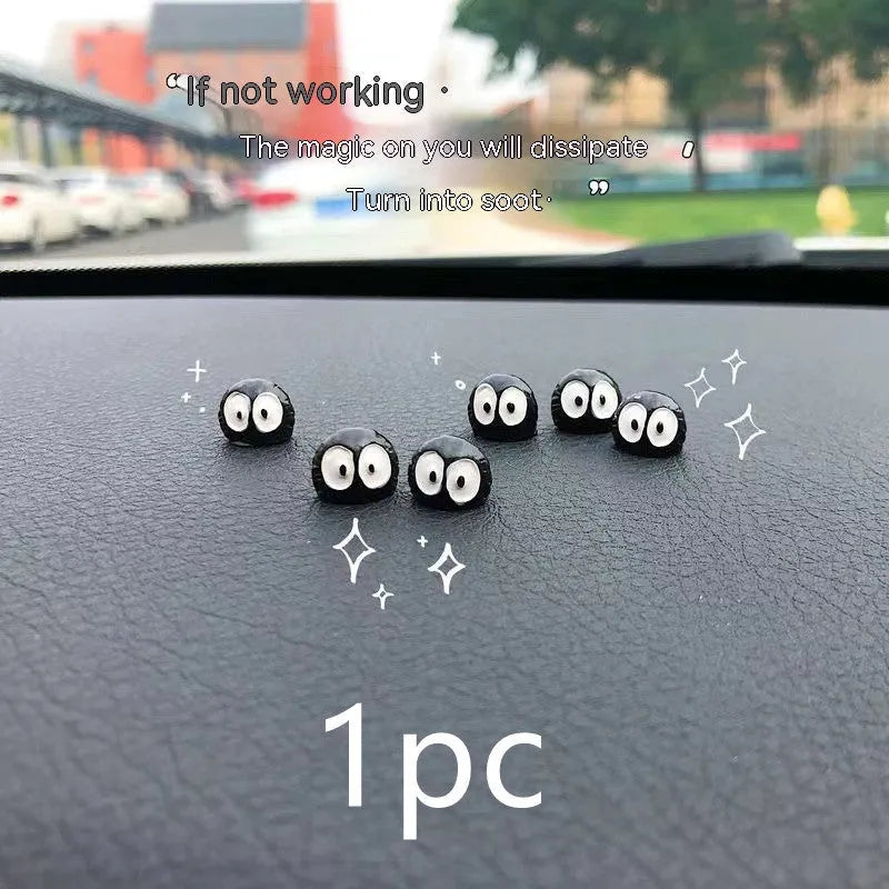Black resin coal briquette car dashboard ornament with traceless mounting tape