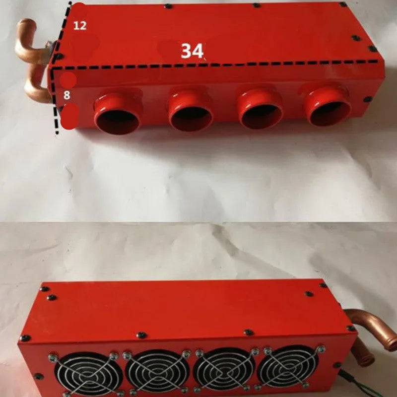 Metal car heater with four-hole copper pipe for 12V and 24V vehicle cabin heating