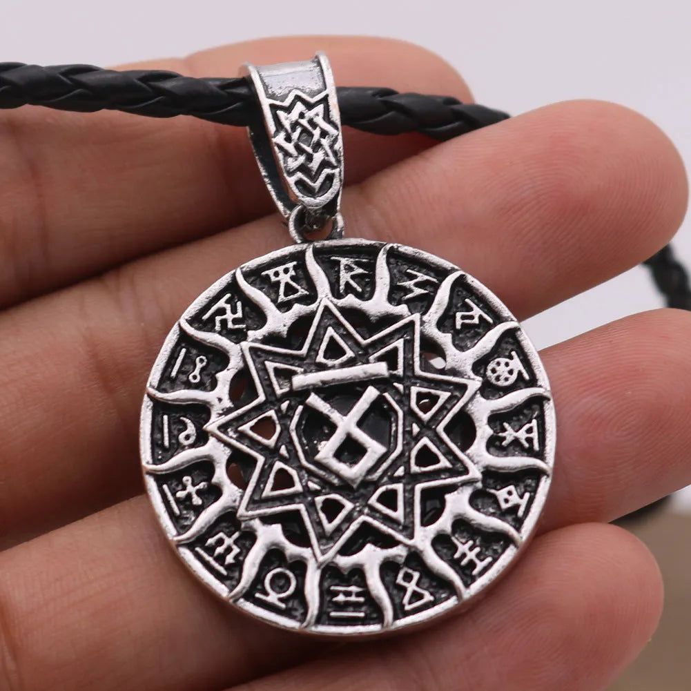Lunavin ODing logo pendant necklace with antique silver finish on adjustable snake bones chain