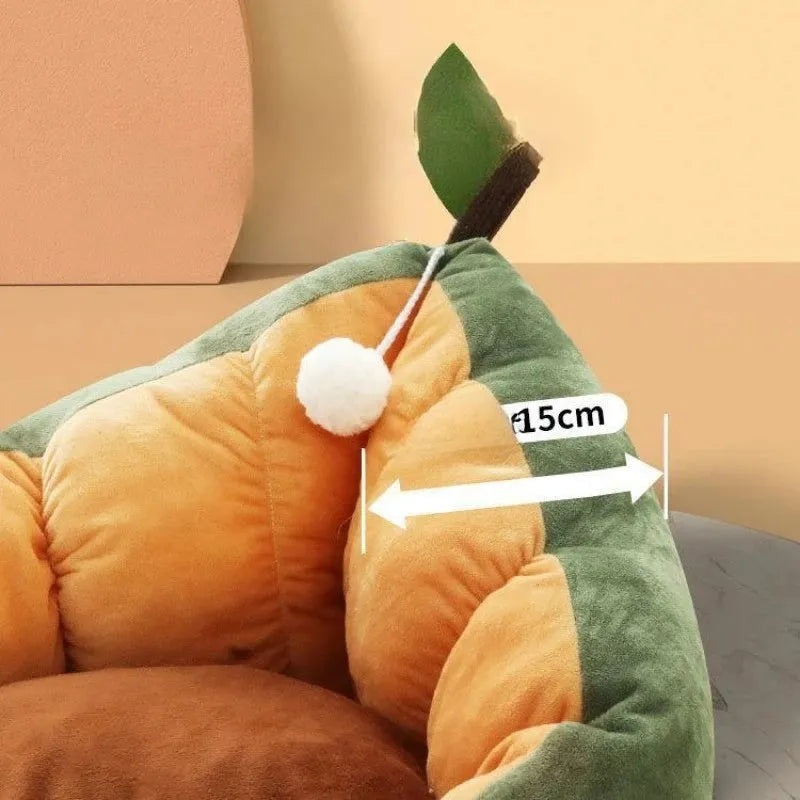 Soft cotton cat dog bed nest in coffee colour, size L 58cm