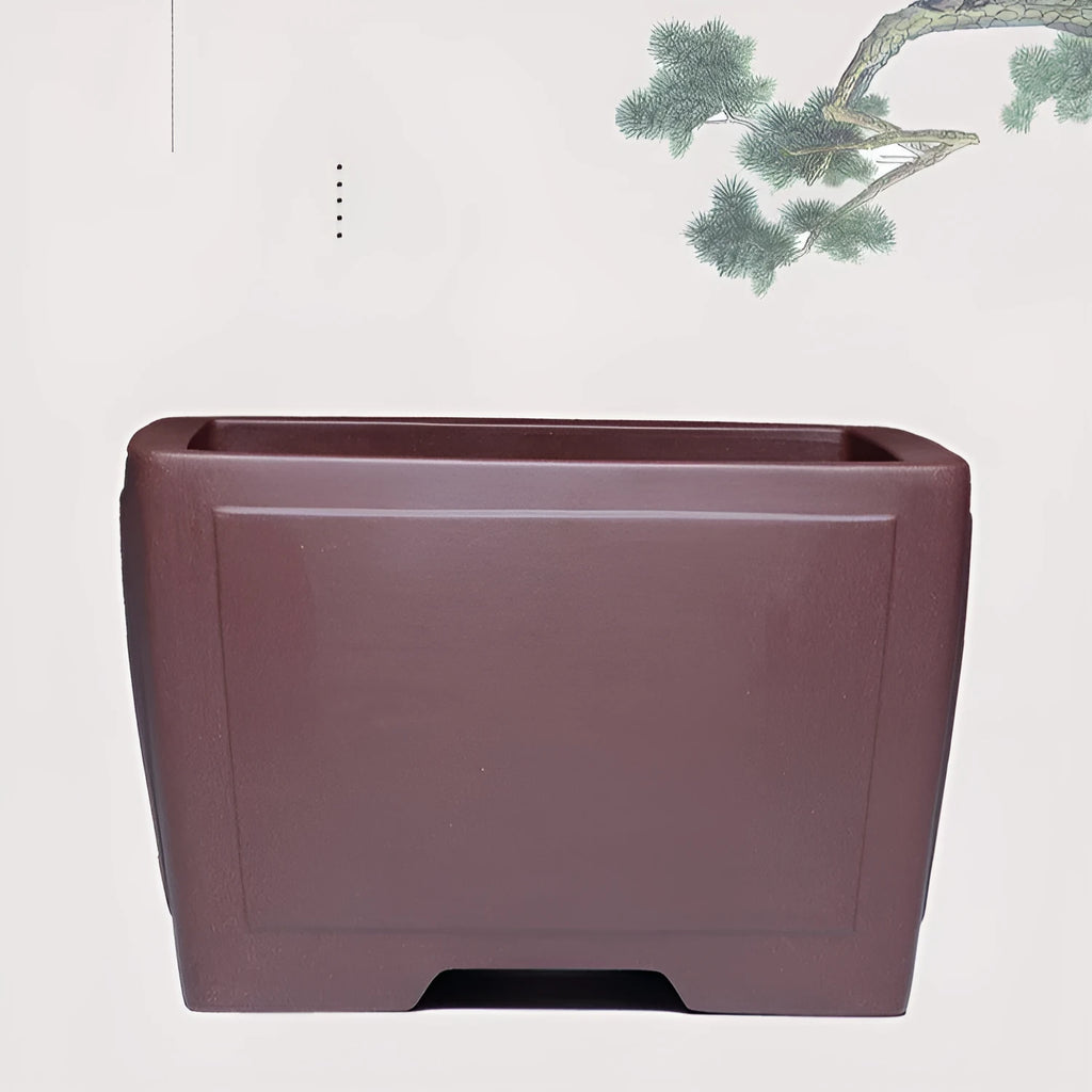 Square purple clay succulent bonsai pot in classical design with multiple size options