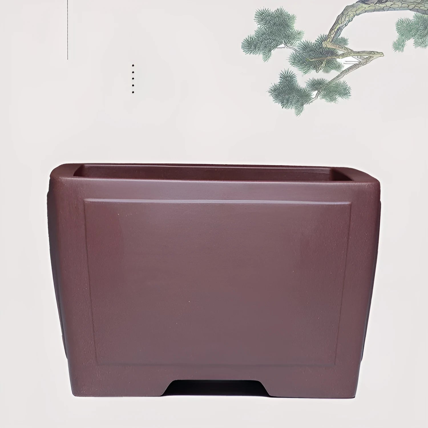 Square purple clay succulent bonsai pot in classical design with multiple size options