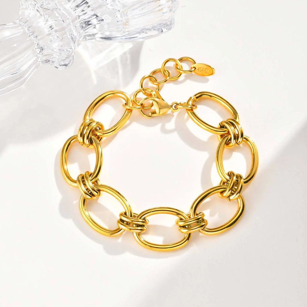 Stainless steel geometric bracelet in one of five colour codes, hip hop and ins-style all-match accessory
