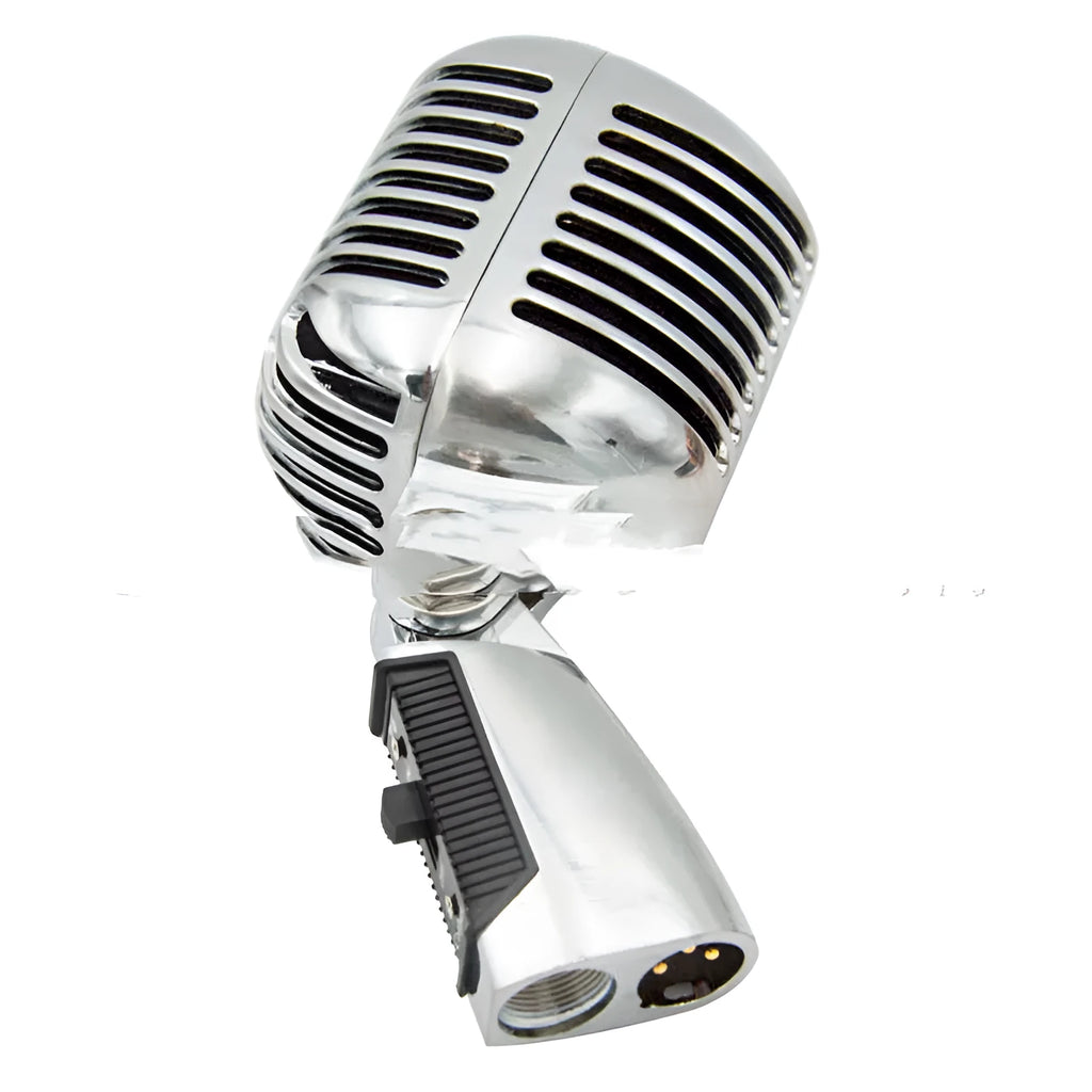 Classical retro dynamic stage microphone in gold finish with all-metal construction