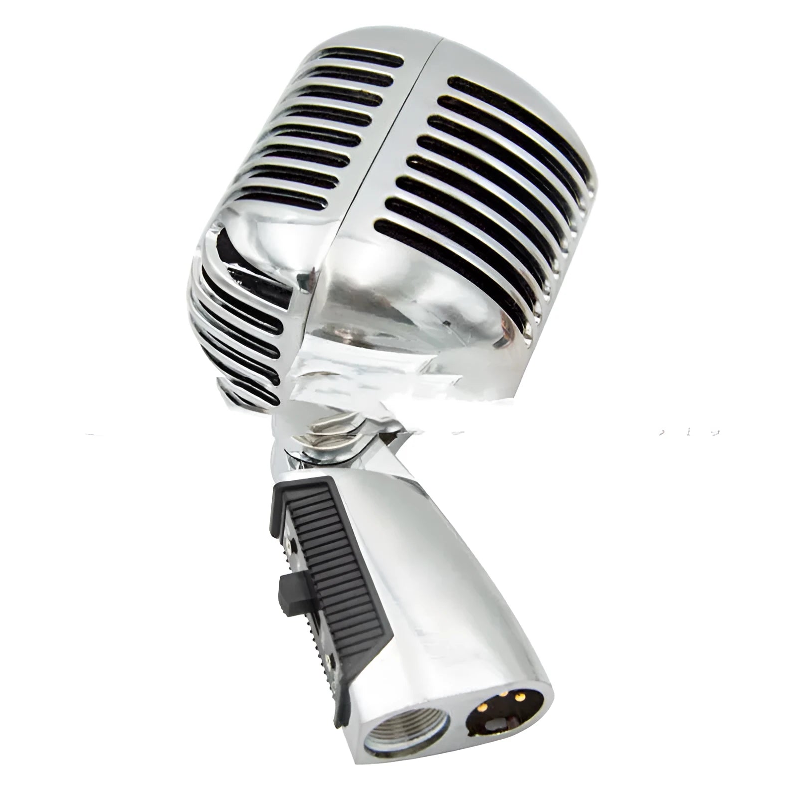 Classical retro dynamic stage microphone in gold finish with all-metal construction