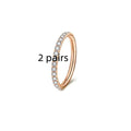Stainless steel seamless nose ring with diamond decoration showing front and side placement options