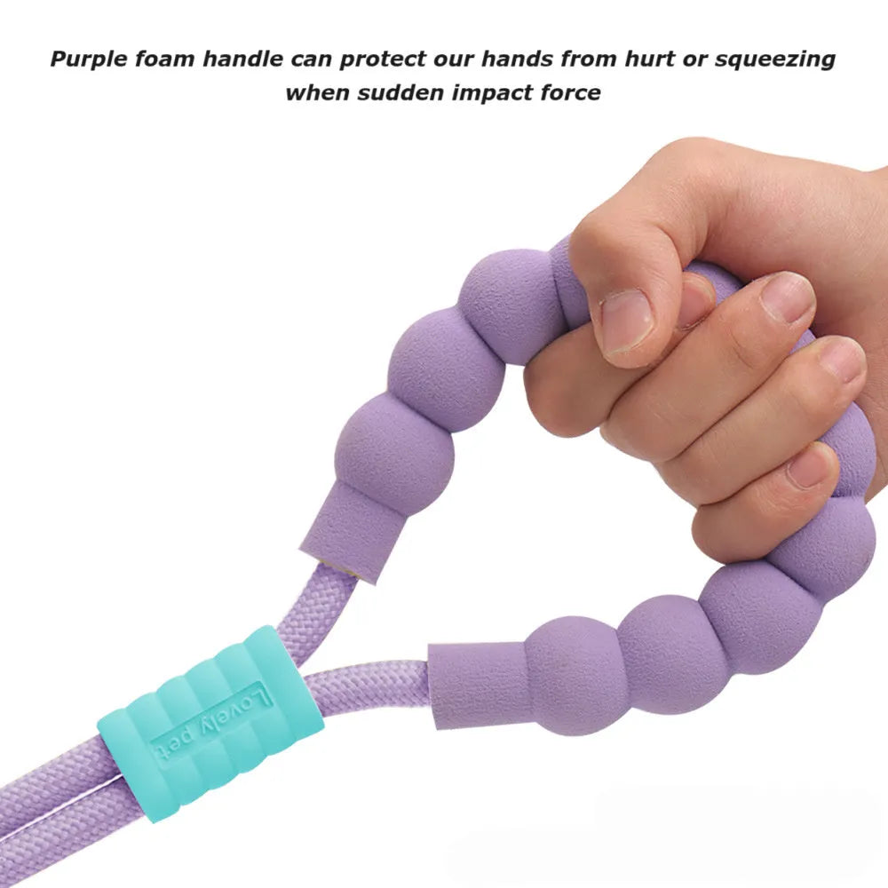140cm nylon dog traction leash with foam handle in four colour options
