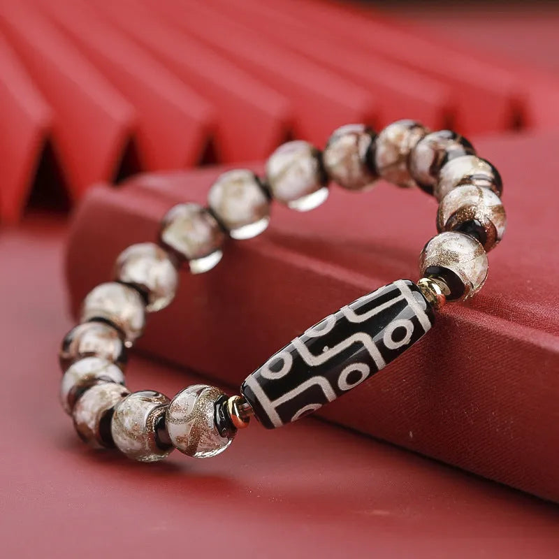 Handmade coloured glaze bracelet with snake pattern and multi-coloured beads in Chinese style