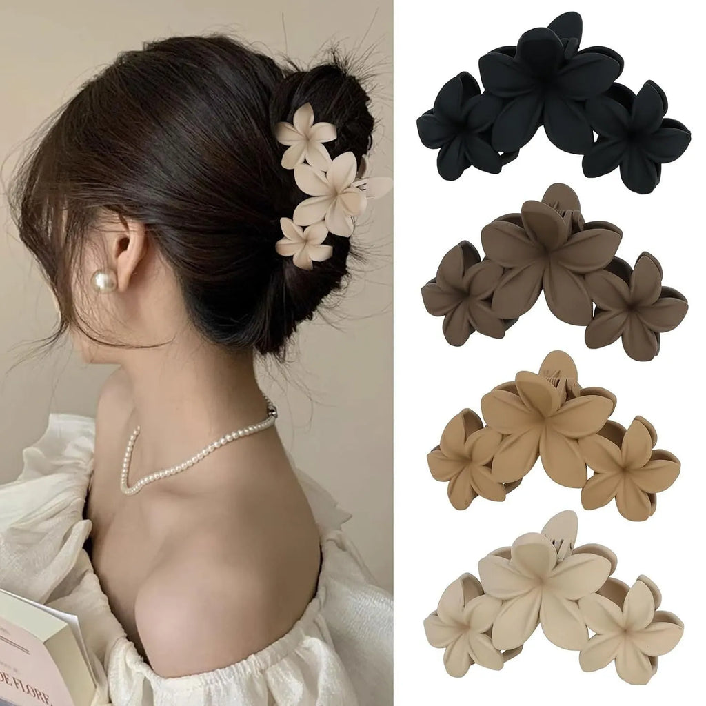 Six nude colour pointed toe hair clips with quadrilateral design and frosted plastic grips