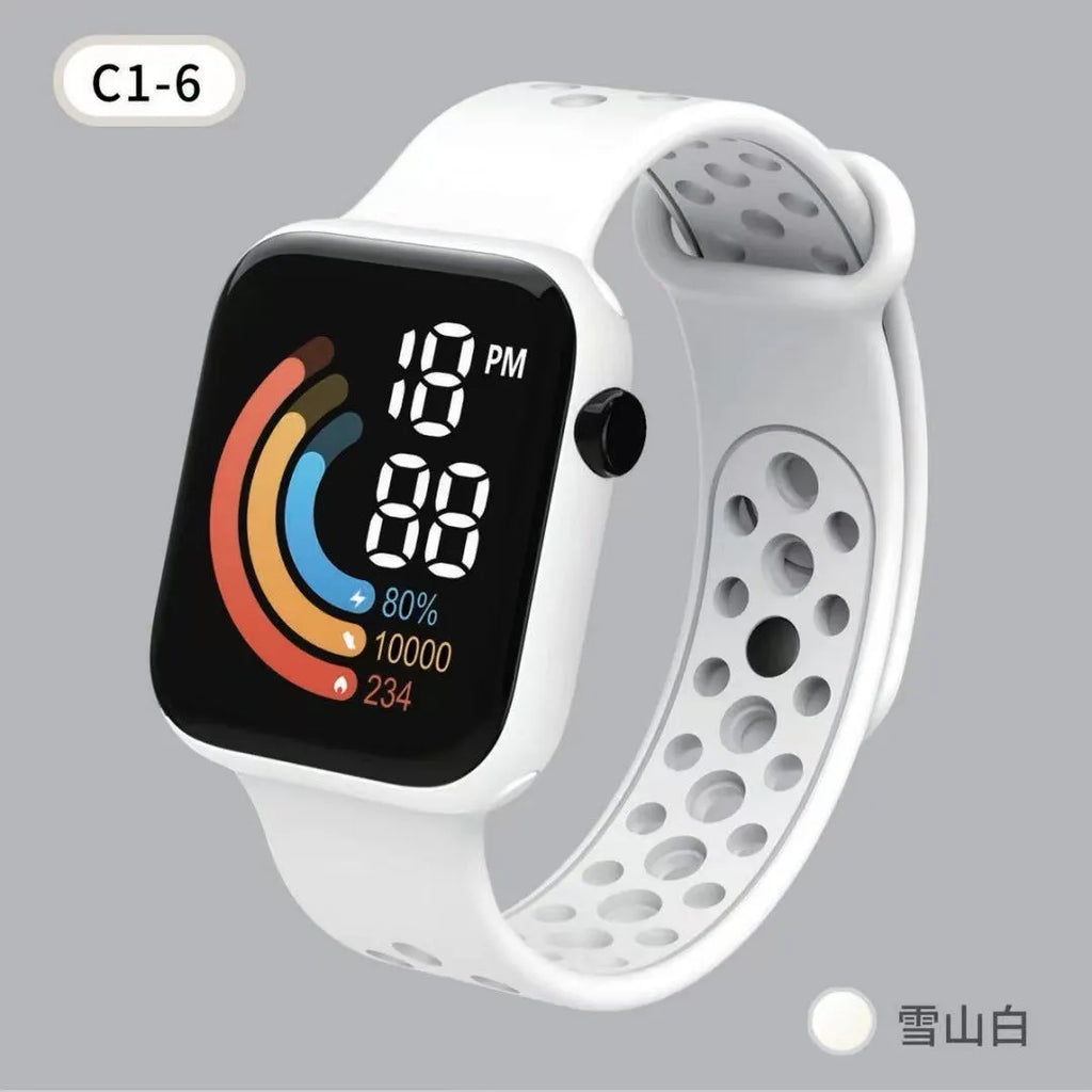 Children's rainbow digital LED watch with plastic strap and 1.8 inch screen in multiple colours