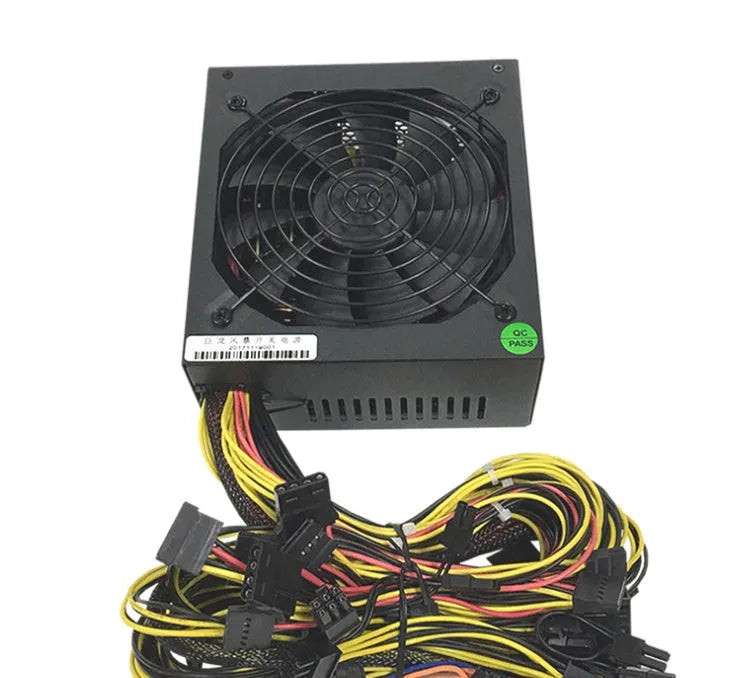 Black full voltage 110V power supply for servers with 1600W to 2000W rating and twelve 6+2 pin connectors