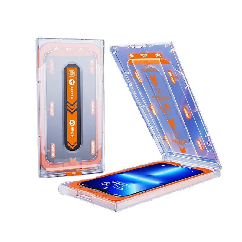 Anti-peep tempered glass screen protector for iPhone with electroplated coating and clean room installation kit