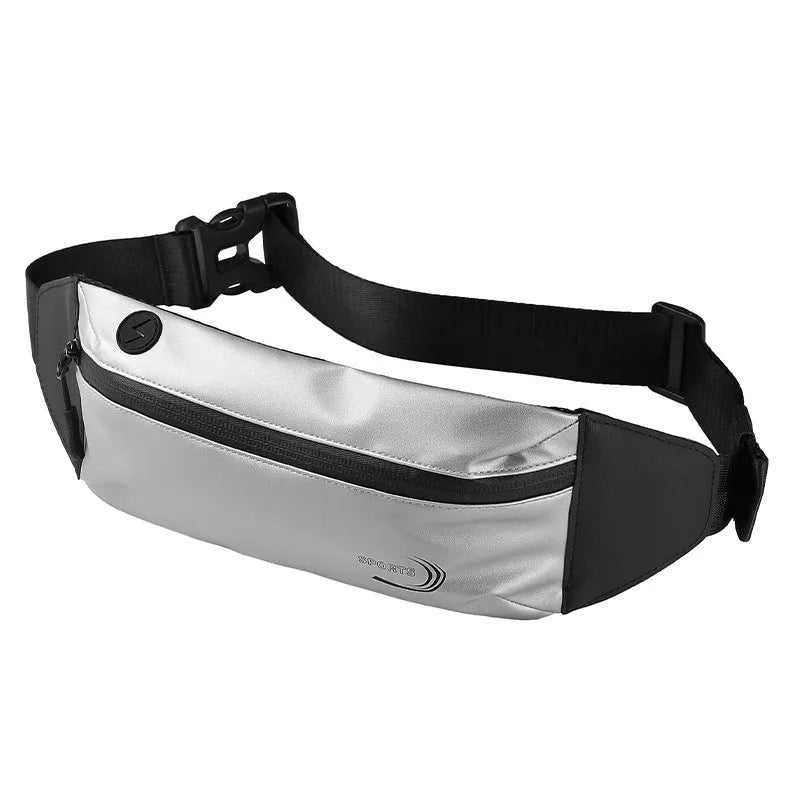 Men's black waterproof waist bag made from Derm Oxford polyester, shown with adjustable strap.