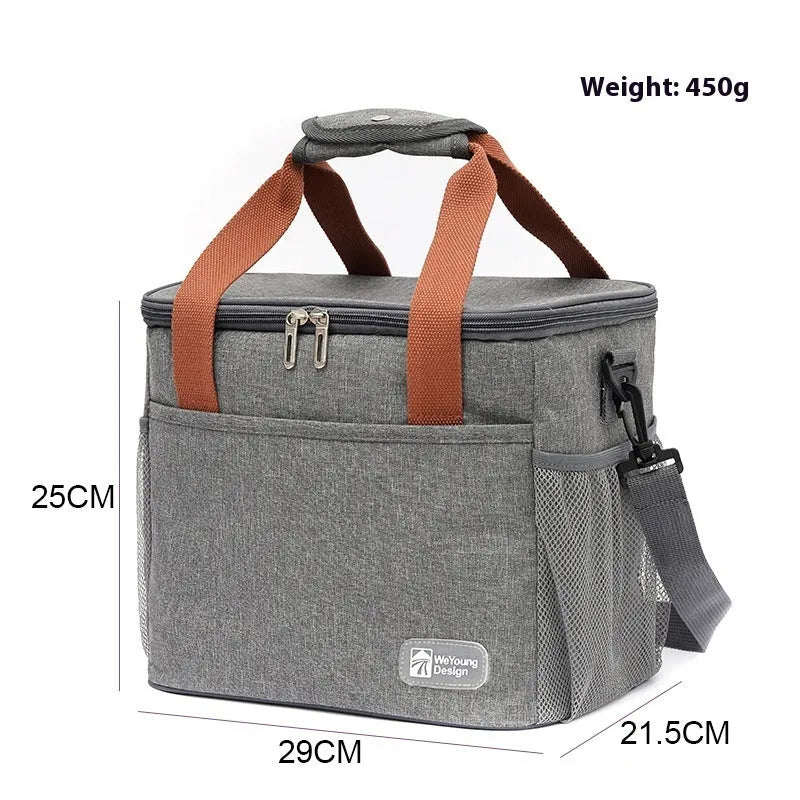 Insulated crossbody picnic bag with shoulder strap in Oxford cloth showing colour options