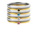 Titanium steel engraved ring with a December colour birthstone and geometric design.