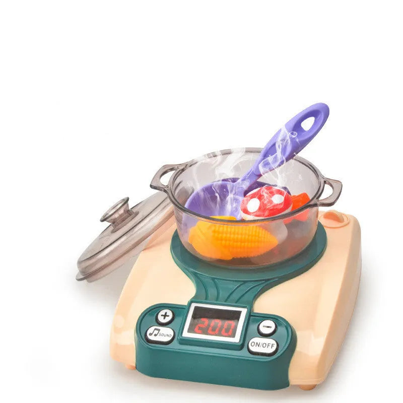 Blue plastic play house induction cooker simulation toy for infant girls aged 0-3 years