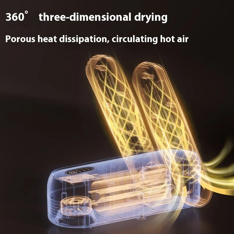 D4 intelligent automatic shoe dryer in black colour with UK plug for waterproof baking and warming footwear
