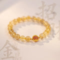 Gold rutilated quartz crystal bracelet with diamond shaped beads in Korean style design