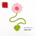 Hand-crocheted wool daisy bookmark with flexible wire construction in multiple colour options