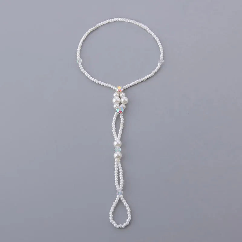 Pearl stretch anklet for women in S0905 colour with pearl beads on stretch cord