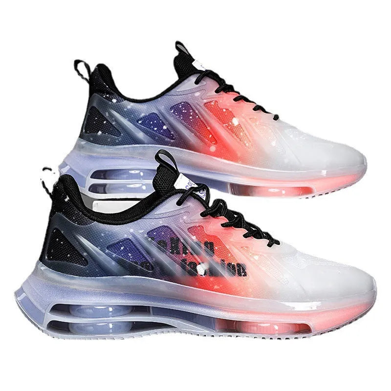 Men's casual platform trainers in mesh with round toe and lace-up fastening