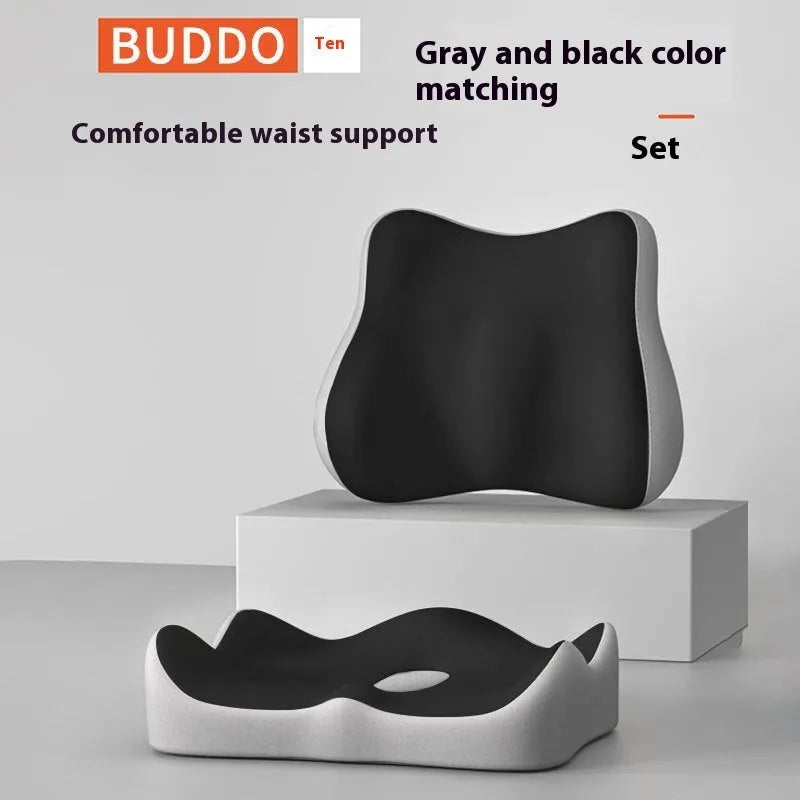 Memory foam seat cushion for waist and back support in grey colour option