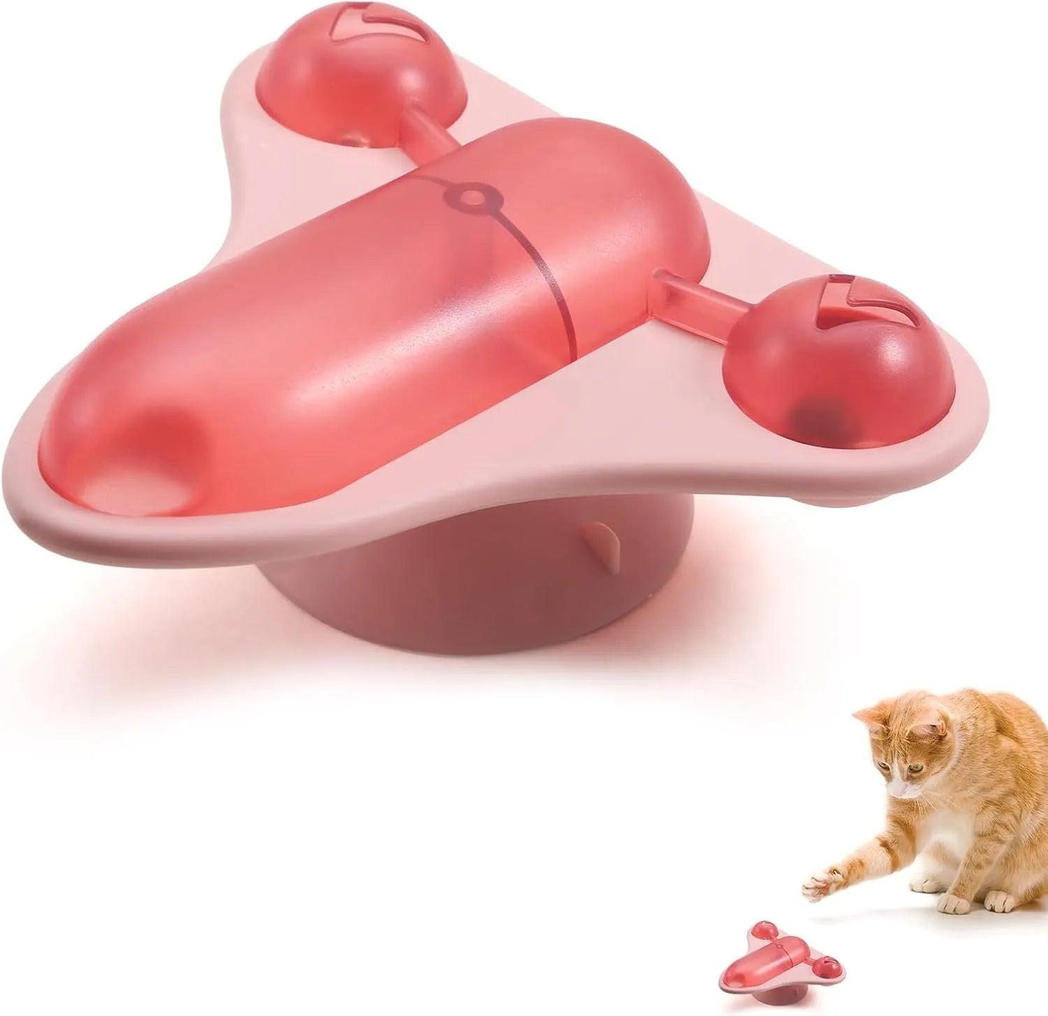 Blue interactive pet puzzle toy with bell, catnip compartment, and treat-dispensing snack cabin