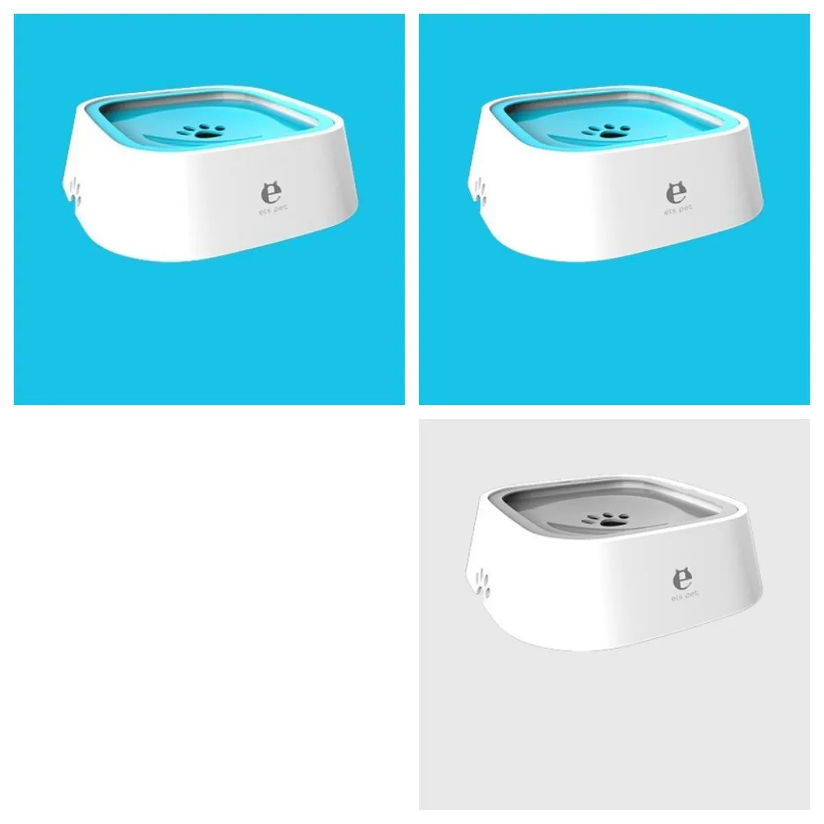 1.5L grey pet water bowl with floating plate, ABS and PP construction, anti-overflow design